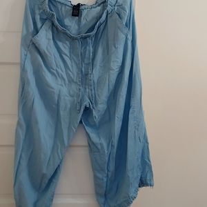 Light Blue Women's Drawstring Casual Pants